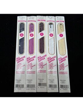 All-Purpose Zippers 7"-9" By Coats For Sewing Crafting Nay White Primrose Maroon